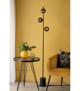 Spiral 6 Light Floor Lamp Matt Black With Black Confetti Glass-2