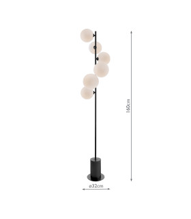 Spiral 6 Light Floor Lamp Matt Black With Opal Glass-2