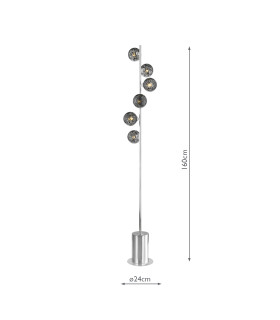 Spiral 6 Light Floor Lamp Polished Chrome With Black Confetti Glass-2
