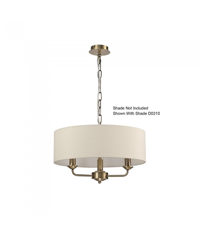 3 Light Multi Arm Ceiling Pendant without Shade, c, w 2m Chain, E14 Antique Brass - 7