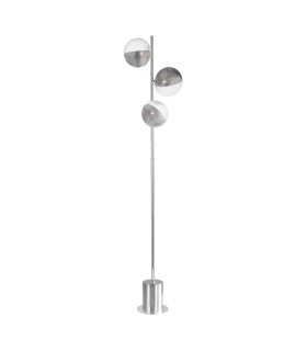 Spiral 3 Light Floor Lamp Polished Chrome With Smoked/Clear Ribbed Glass-1