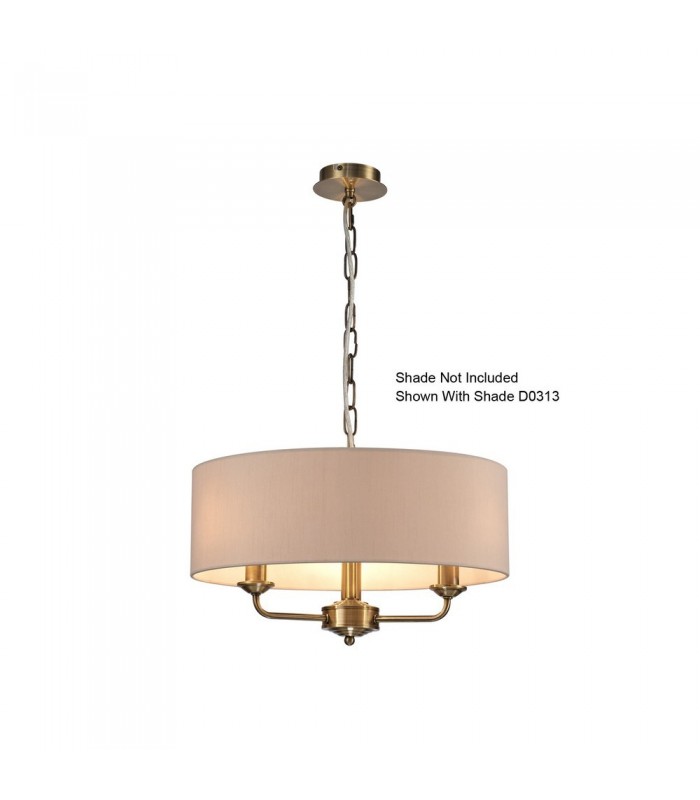 3 Light Multi Arm Ceiling Pendant without Shade, c, w 2m Chain, E14 Antique Brass - 8