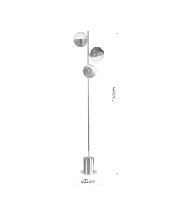 Spiral 3 Light Floor Lamp Polished Chrome With Smoked/Clear Ribbed Glass-2