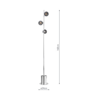 Spiral 3 Light Floor Lamp Polished Chrome With Black Confetti Glass-2