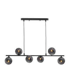 Spiral 6 Light Bar Ceiling Pendant Matt Black With Black Confetti Glass-1