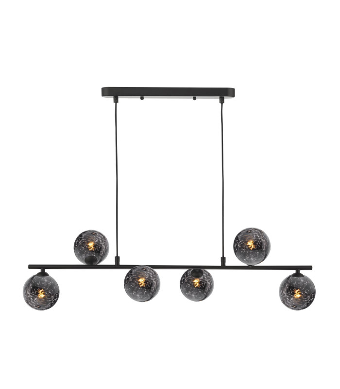 Spiral 6 Light Bar Ceiling Pendant Matt Black With Black Confetti Glass-1