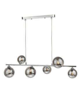 Spiral 6 Light Bar Ceiling Pendant Polished Chrome and Smoked Glass-1