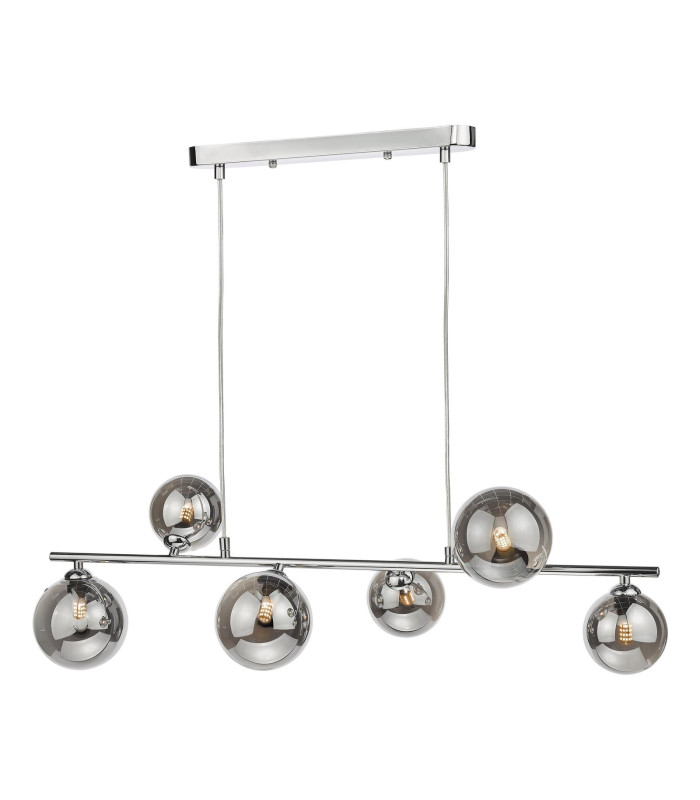 Spiral 6 Light Bar Ceiling Pendant Polished Chrome and Smoked Glass-1