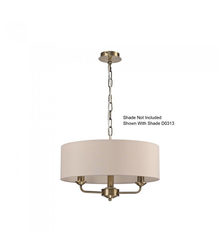 3 Light Multi Arm Ceiling Pendant without Shade, c, w 2m Chain, E14 Antique Brass - 9