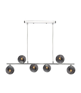 Spiral 6 Light Bar Ceiling Pendant Polished Chrome With Black Confetti Glass-1