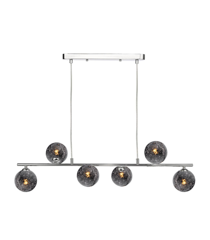 Spiral 6 Light Bar Ceiling Pendant Polished Chrome With Black Confetti Glass-1
