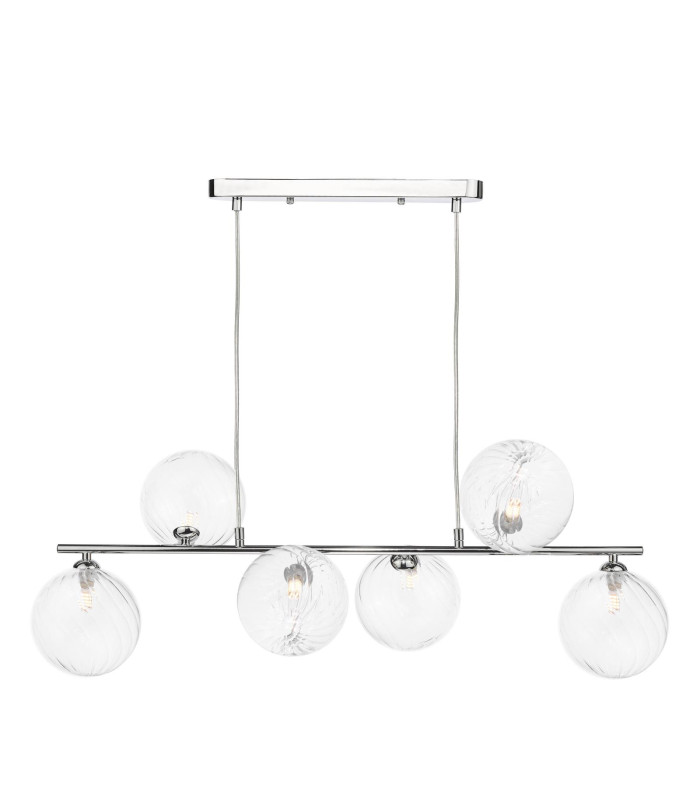 Spiral 6 Light Bar Ceiling Pendant Polished Chrome With Closed Glass-1