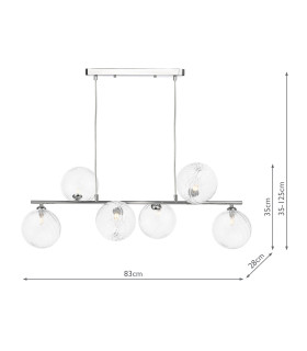 Spiral 6 Light Bar Ceiling Pendant Polished Chrome With Closed Glass-2