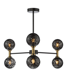 Takara 6 Light Semi-Flush Matt Black and Bronze With Black Confetti Glass-1