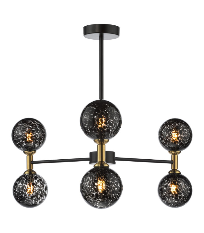 Takara 6 Light Semi-Flush Matt Black and Bronze With Black Confetti Glass-1