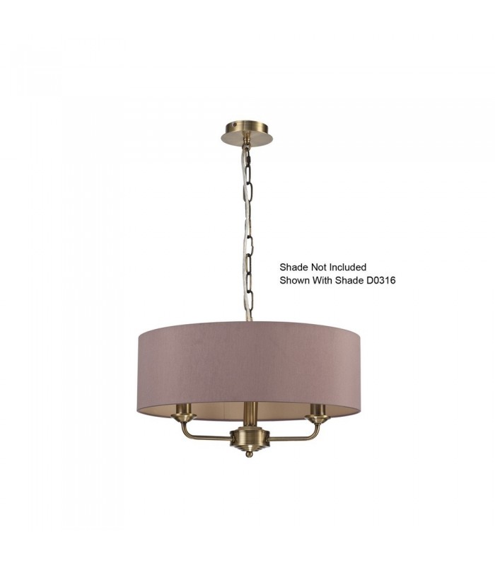 3 Light Multi Arm Ceiling Pendant without Shade, c, w 2m Chain, E14 Antique Brass - 10