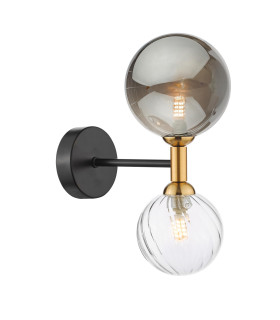 Takara Wall Light Black and Twisted & Large Smoked Glass