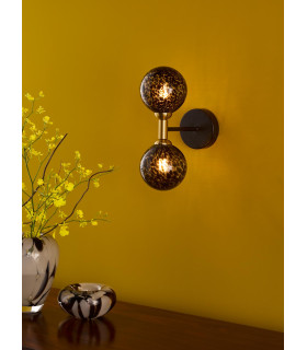 Takara Wall Light Matt Black and Bronze With Black Confetti Glass-2