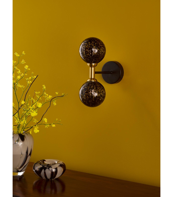 Takara Wall Light Matt Black and Bronze With Black Confetti Glass-3