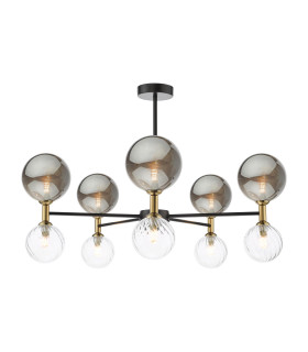 Takara 10 Light Semi-Flush Black With Twisted & Smoked Glass-1