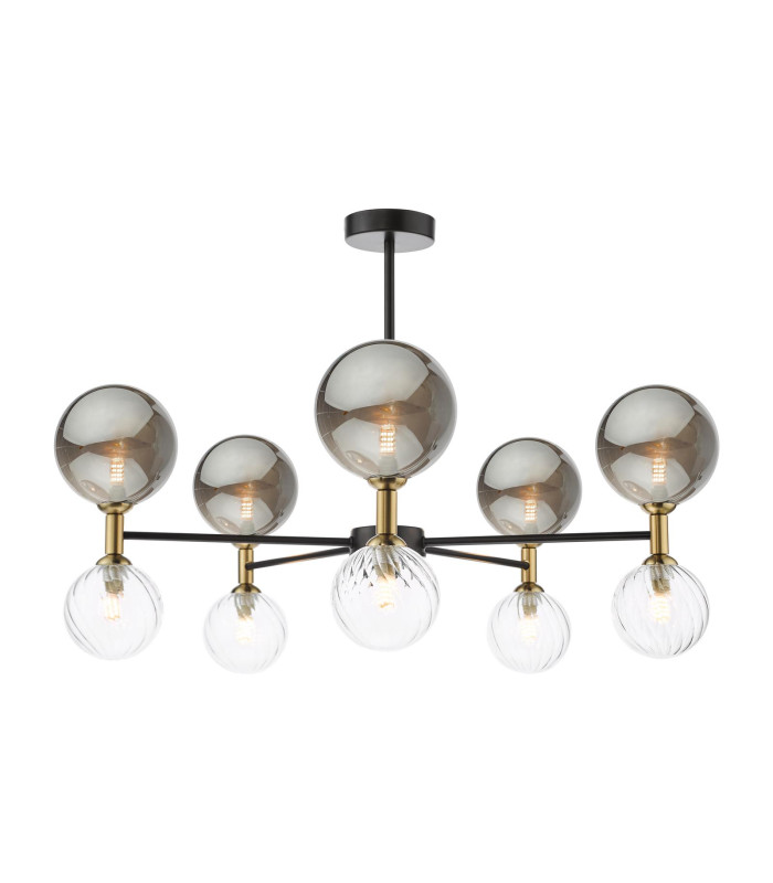 Takara 10 Light Semi-Flush Black With Twisted & Smoked Glass-1