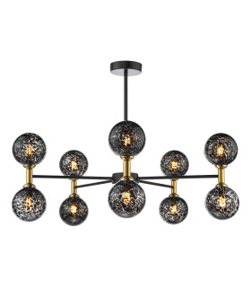 Takara 10 Light Semi-Flush Matt Black and Bronze With Black Confetti Glass-1