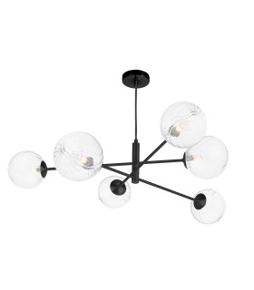 Vignette 6 Light Ceiling Pendant Matt Black With Closed Glass-1