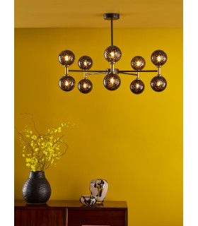 Takara 10 Light Semi-Flush Matt Black and Bronze With Black Confetti Glass-2