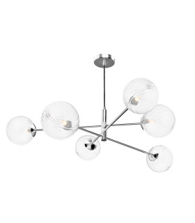 Vignette 6 Light Ceiling Pendant Polished Chrome With Closed Glass-1