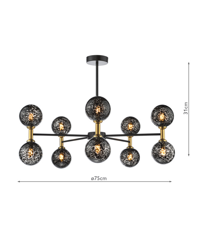 Takara 10 Light Semi-Flush Matt Black and Bronze With Black Confetti Glass-4
