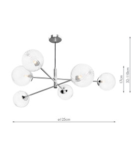Vignette 6 Light Ceiling Pendant Polished Chrome With Closed Glass-2