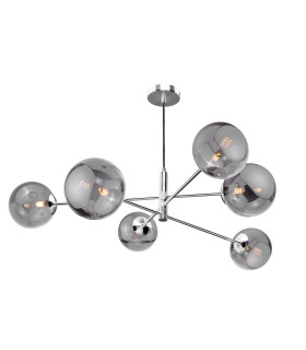 Vignette 6 Light Ceiling Pendant Polished Chrome With Smoked Glass-1