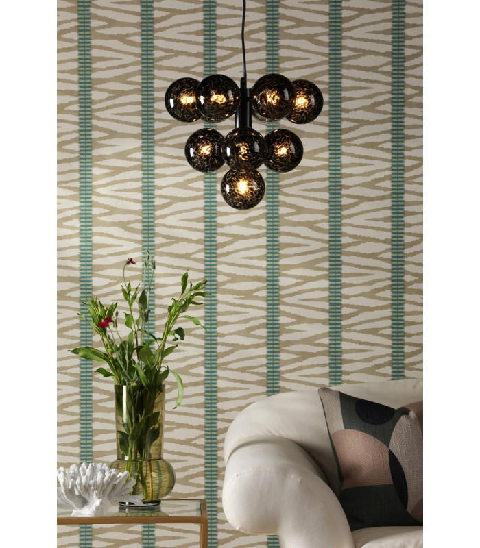 Vine 10 Light Ceiling Pendant Satin Black With Black Confetti Glass-4