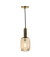 Sawyer Ceiling Pendant Natural Brass and Champagne Ribbed Glass