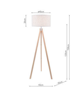 Armitage Tripod Floor Lamp Light Wood With Shade-2
