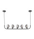 Cradle 5 Light Bar Ceiling Pendant Matt Black With Smoked/Clear Ribbed Glass-1