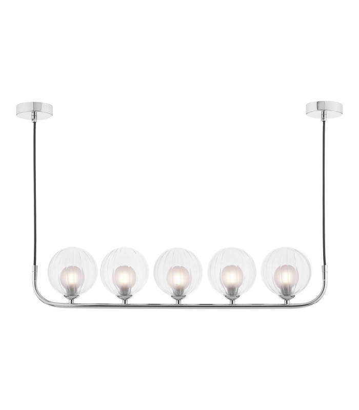 Cradle 5 Light Bar Ceiling Pendant Polished Chrome With Clear/Opal Glass-1