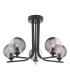 Cradle 5 Light Semi Flush Ceiling Matt Black With Smoked/Clear Ribbed Glass-1