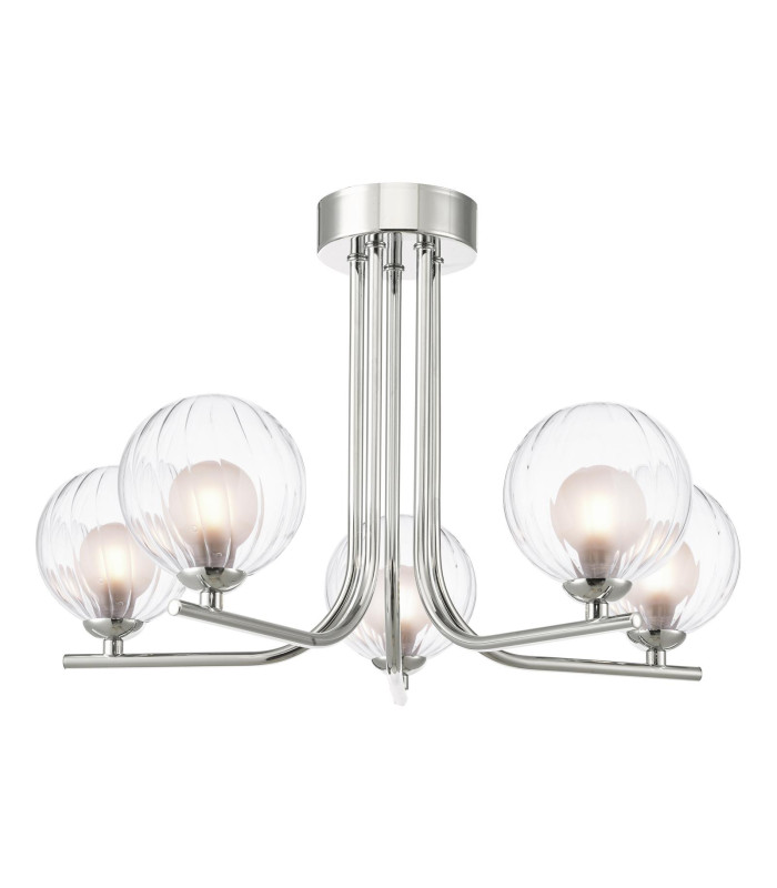 Cradle 5 Light Semi Flush Ceiling Polished Chrome With Clear/Opal Glass-1