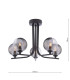 Cradle 5 Light Semi Flush Ceiling Matt Black With Smoked/Clear Ribbed Glass-4