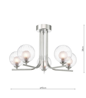 Cradle 5 Light Semi Flush Ceiling Polished Chrome With Clear/Opal Glass-2