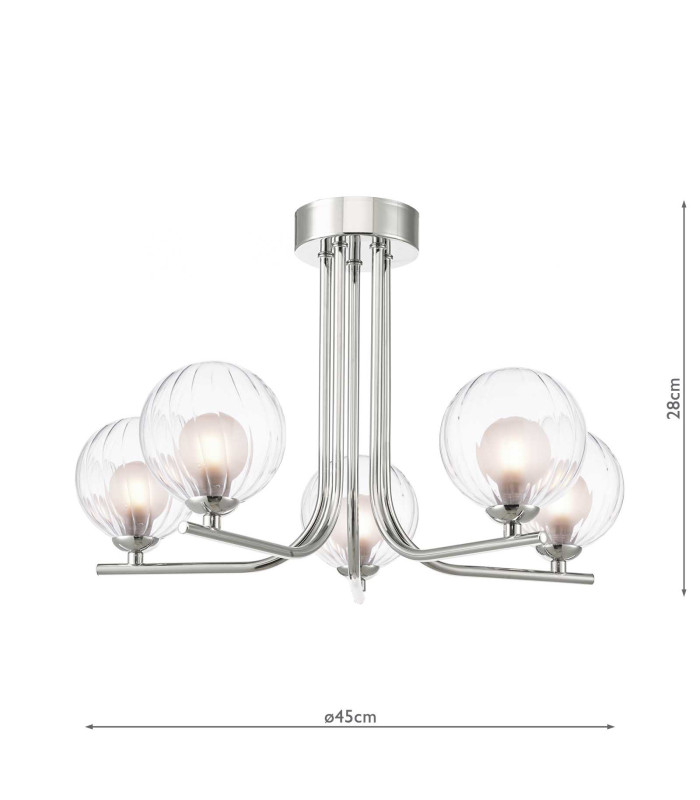 Cradle 5 Light Semi Flush Ceiling Polished Chrome With Clear/Opal Glass-2