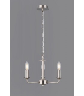 3 Light Multi Arm Ceiling Pendant without Shade, c, w 2m Chain, E14 Satin Nickel - 2