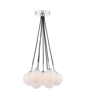 Elpis 7 Light Cluster Ceiling Pendant Polished Chrome With White Confetti Glass-1