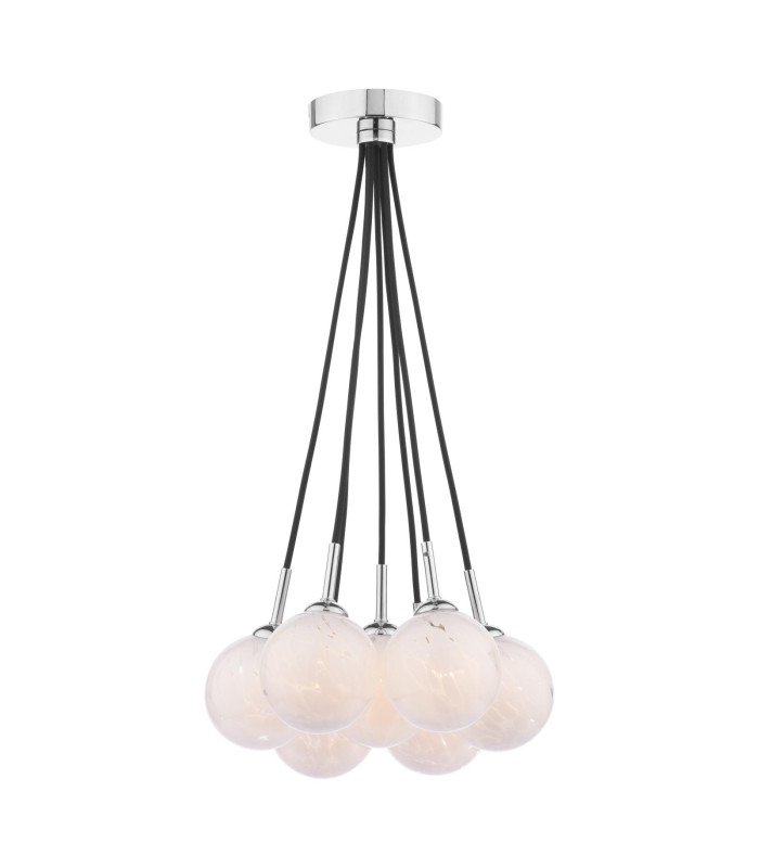Elpis 7 Light Cluster Ceiling Pendant Polished Chrome With White Confetti Glass-1