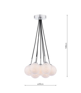 Elpis 7 Light Cluster Ceiling Pendant Polished Chrome With White Confetti Glass-2