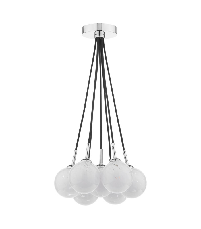Elpis 7 Light Cluster Ceiling Pendant Polished Chrome With White Confetti Glass-3