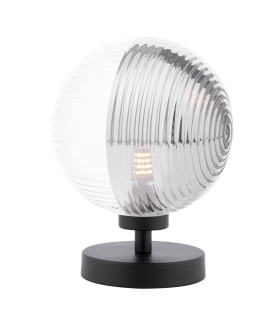 Esben Touch Table Lamp Matt Black With Smoked/Clear Ribbed Glass-1