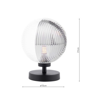 Esben Touch Table Lamp Matt Black With Smoked/Clear Ribbed Glass-2