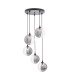 Federico 5 Light Cluster Ceiling Pendant Matt Black With Smoked/Clear Ribbed Glass-1